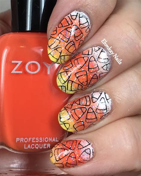 Ehmkay Nails 13 Days Of Halloween Nail Art Candy Corn Gradient Stamping