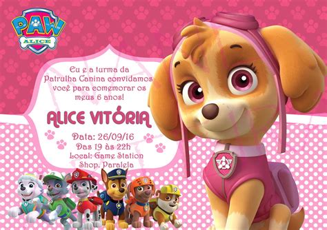 Convite Patrulha Canina Menina Menina Hacer Invitaciones De Cumpleaños Feliz Cumpleaños Bebé