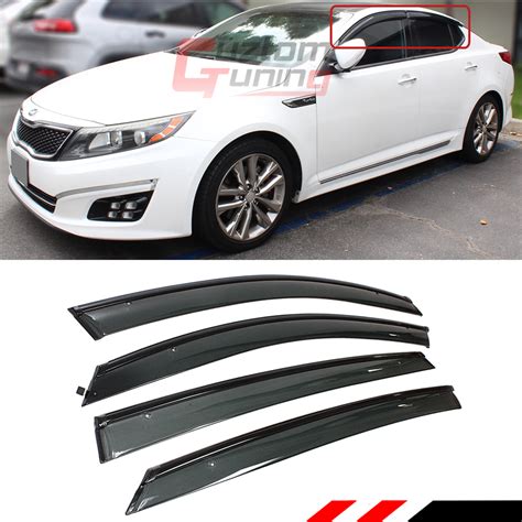 For 2011 2015 Kia Optima Clip On Window Visor Rain Guard W Black Trim Edge Ebay