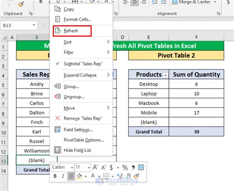 How To Refresh All Pivot Tables In Excel 3 Ways Exceldemy