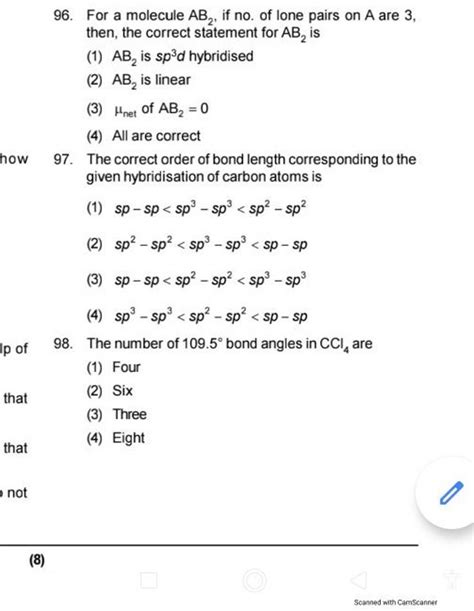 The correct order of bond length corresponding to the given hybridisation..