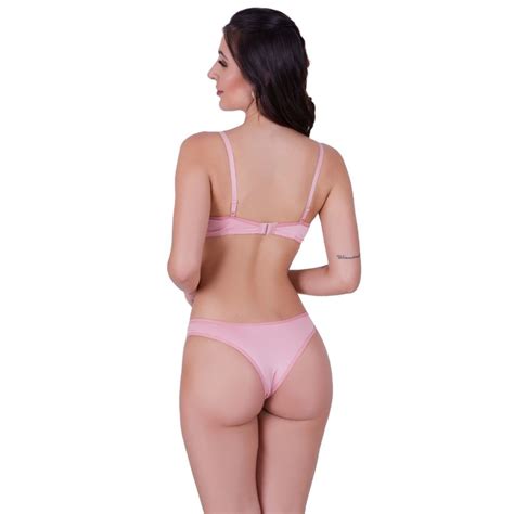 Conjunto de Lingerie Básico Terra e Mar Calcinha e Sutiã Liso Bojo