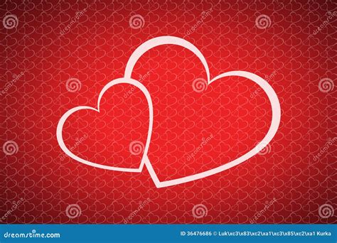 Valentines Day Background With Two Hearts Stock Vector Illustration