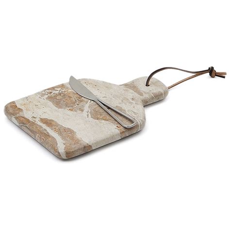 Доска разделочная мраморная 23х15 см с ножом бежевая Suka от La Forma ...