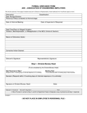 Fillable Online Employee Grievance Form Samplewords Forms