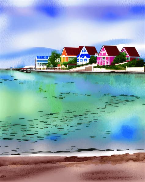 Beach Town Digital Graphic Charlevoix Michigan · Creative Fabrica