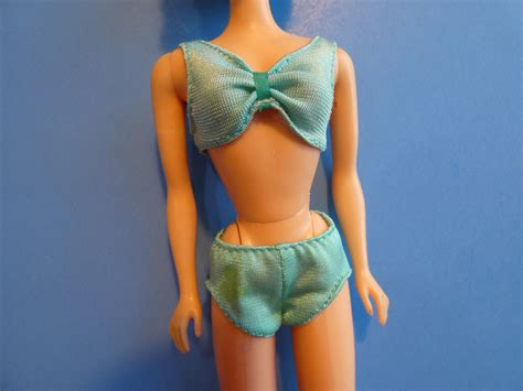 Vtg Sun Lovin Malibu Barbie Doll Suntan Swimsuit Bikini Clear