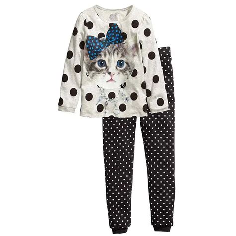 Pyjamas Kids 100 Cotton Casual Full Sleeve Lovely Cat Print Pajamas