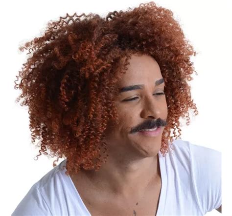 Peruca Wig Masculina Black Power Curta Afro Fibra Orgânica