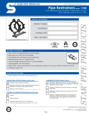 Fillable Online Joint Restraint Submittal Form Pipe Restrainers Series