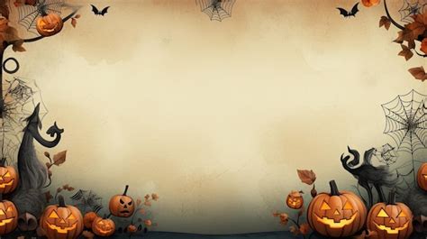 Premium AI Image | Happy halloween decoration with pumpkins leaves and ...