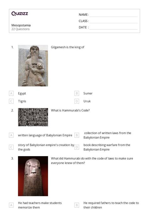 Mesopotamian Empires Worksheets For Th Class On Quizizz Free