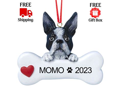 Personalized Boston Terrier Christmas Ornament 2023 Custom Boston