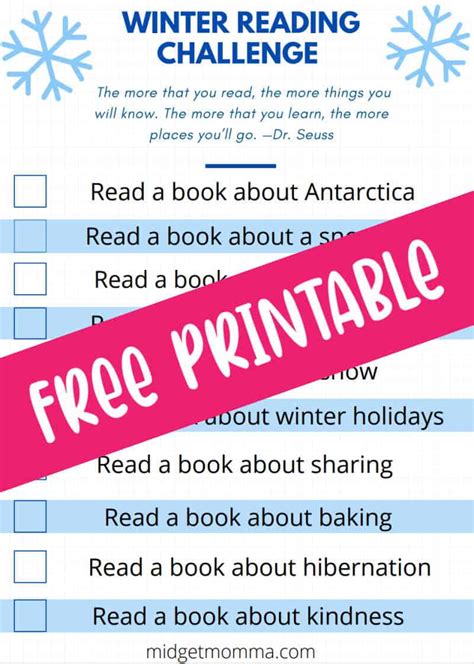 Kids Winter Reading Challenge Printable • Midgetmomma