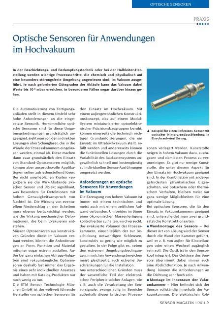 Optische Sensoren F R Anwendungen Im Sensor Magazin