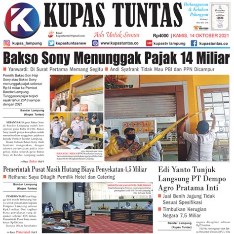 Kupas Tuntas Surat Kabar Harian Kupas Tuntas Edisi Kamis 14 Oktober 2021