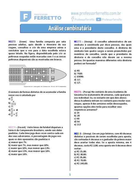 Questões De Análise Combinatória - Questões de Análise Combinatória ENEM | PDF | Caixa alta e caixa baixa ...