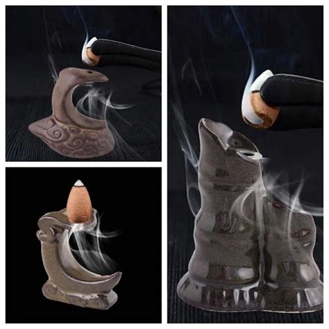 Backflow Incense Burner Ceramic Smoke Flow Backwards Home House Crafts