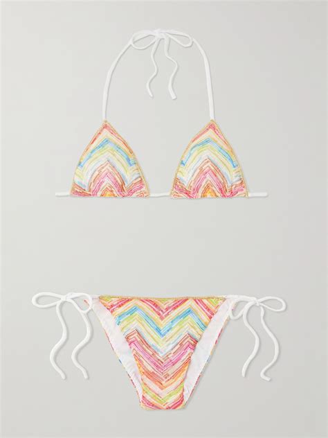 Missoni Mare Striped Metallic Crochet Knit Triangle Bikini In Multi ModeSens
