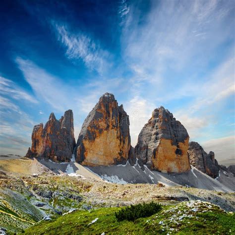 tre cime  lavaredo dolomites alps italy stock photo image