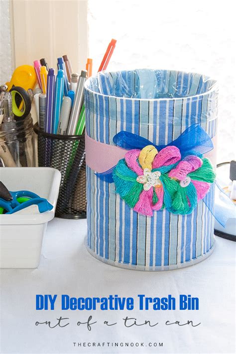 DIY Decorative Trash Bin out of a Tin Can | The Crafting Nook