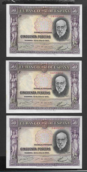 Spain 3 X 50 Pesetas 1935 Consecutives Pick 88a Catawiki