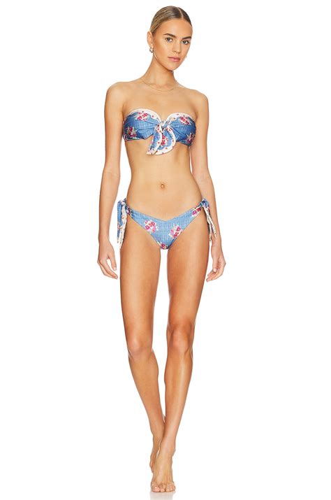 Zimmermann Clover Scarf Tie Bikini Set In Blue Painted Floral Revolve