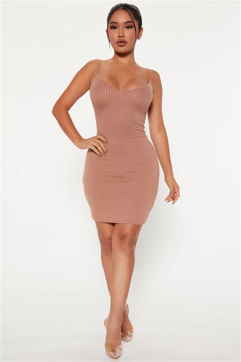 Erin Ribbed Cami Mini Dress Taupe Fashion Nova Dresses Fashion Nova