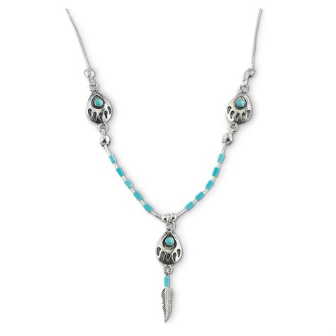 Sterling Silver And Turquoise Bear Claw Necklace Jewelry At