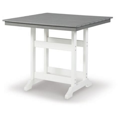 42 Inch Counter Height Outdoor Table, Umbrella Hole, Trestle Legs ...