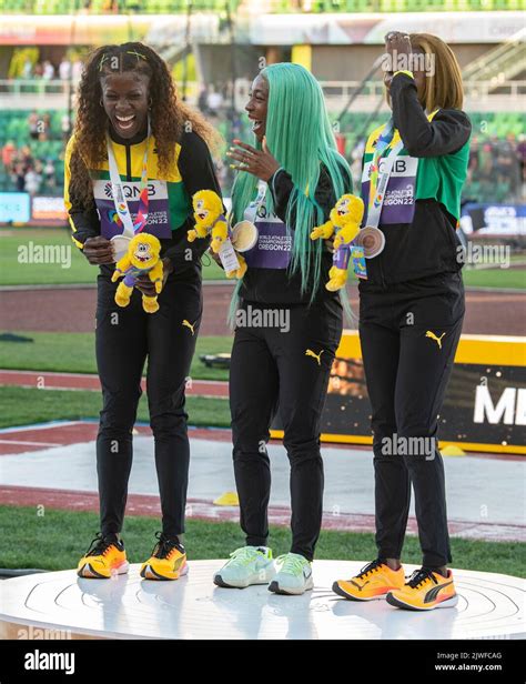 Shericka Jackson Shelly Ann Fraser Pryce And Elaine Thompson Herah