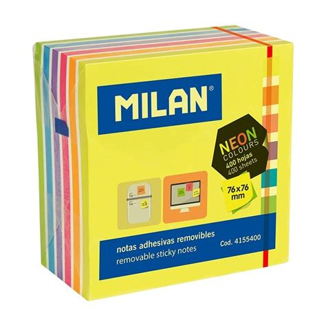 Bloc 400 notes adhésives MILAN 76 x 76 mm 6 couleurs