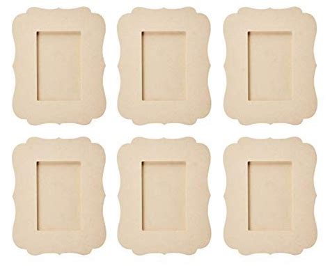 6 Pack Unfinished Wood Picture Frames Holds 4x6 Inch Photos Wooden