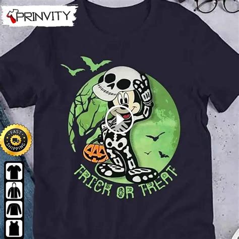 Disney Halloween Mickey Mouse Skeleton Trick Or Treat In The Moonligh