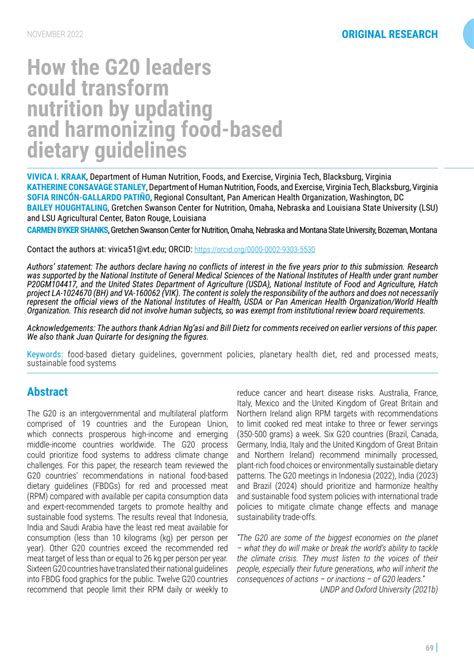 Pdf How The G20 Leaders Could Transform Nutrition By Updating And