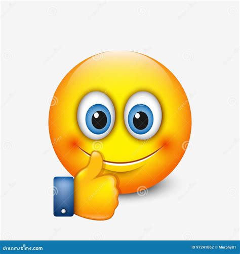 Thumb Up Emoji Isolated On White Background Emoticon Giving Likes 3d Rendering Royalty Free