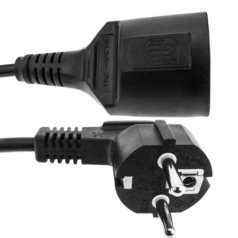 Prolongador De Cable El Ctrico Schuko Macho A Hembra De M Negro