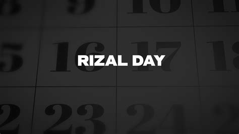 Rizal Day List Of National Days