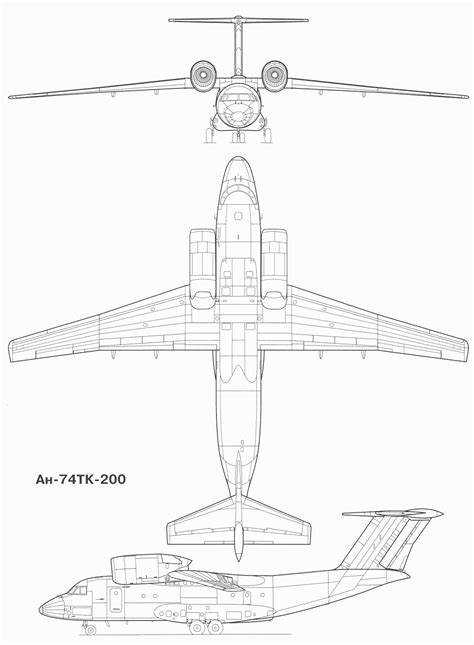 Antonov An-74 Blueprint - Download free blueprint for 3D modeling