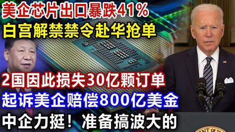 美企芯片出口暴跌41，白宫解禁禁令赴华抢单，2国因此损失30亿颗订单，起诉美企赔偿800亿美金，中企力挺！准备搞波大的 Youtube