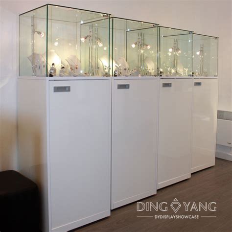 White Jewelry Pedestal Display Cases Ships Fully Assembled For