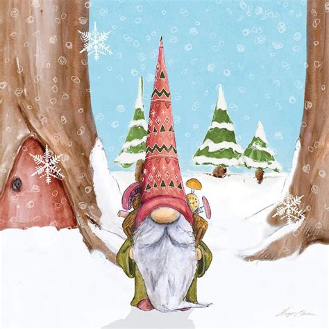 Winter Gnome I Art Print By Hugo Edwins Icanvas Christmas Paintings