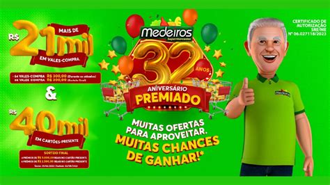 Promoção Medeiros Supermercados 2023 Aniversário Premiado Mais De R 60