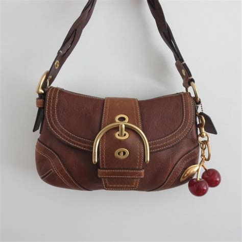 yk  vintage coach brown soho bag  gold depop vintage