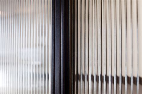 Ribbed Glass Metal Frame Detail