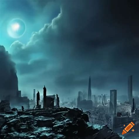 City In Ruins After Asteroid Impact