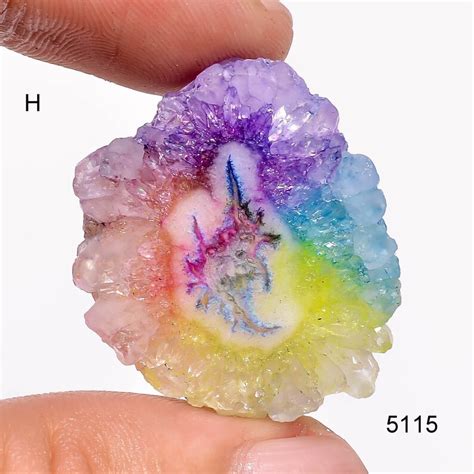 Natural Rainbow Solar Quartz Fancy Slice Druzy Multi Color Etsy