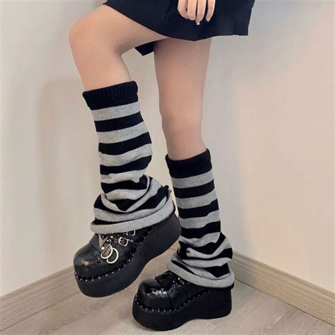 Zidouke Winter Leg Warmers Black Goth Gyaru Y2k Accessories Gothic