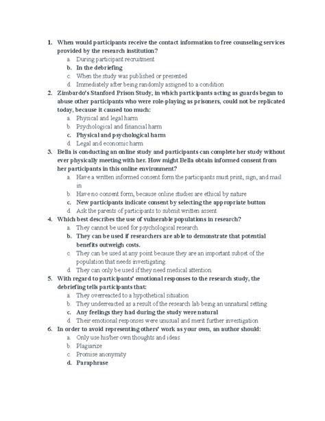 Psych 350- Chapter 3 quiz - When would participants receive the contact