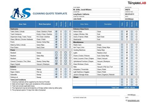 Cleaning Quotation Templates Free Printable Templates